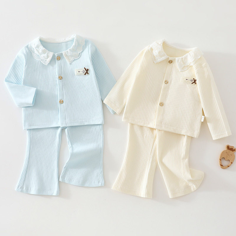 婴儿春秋套装新品女宝宝衣服外出服长袖韩版上衣裤子纯棉分体套装