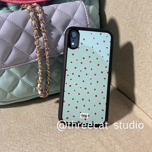 韩国欧尼个性 16promax苹果14 11手机壳xsmax保护套15黑边 ins淡蓝红色泼墨防摔16e适用于iphone17pro