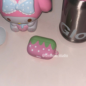 pro2保护套airpods 韩ins少女心Y2K绿色粉草莓波点pro3进口菲林耳机壳适用于苹果1 4代airpods 4代硬亮