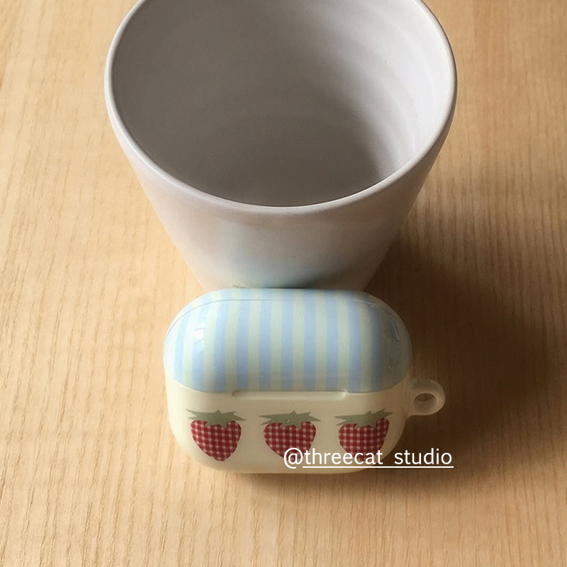 韩ins设计Y2K个性复古格子草莓pro3进口4代菲林耳机壳适用于苹果1/2/3/4代airpods pro2保护套airpods 4代硬,3C数码配件,耳机保护套,淘宝优惠券,粉丝福利购,淘宝优惠卷