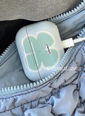 韩ins设计艺术生渐变四叶草pro3进口菲林耳机壳适用于苹果1/2/3/4代airpods pro2保护套airpods 4代硬亮