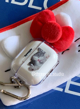 韩系ins元气满满治愈可爱音乐猫咪Pro3高透耳机壳适用于苹果airpods4保护套1/2/3代airpods pro2保护套pro软