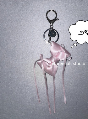韩国ins小众设计甜酷少女粉丝带蝴蝶结挂饰包包挂件钥匙扣吊坠
