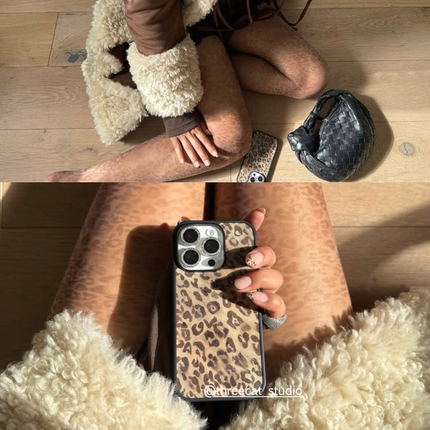 韩ins复古美拉德辣妹水彩晕染豹纹欧尼17e手机壳适用iphone17promax/16pro苹果15/14/13/12黑边11保护套Xsmax