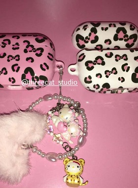 韩ins设计Y2K少女蝴蝶结豹纹博主同款pro3进口菲林耳机壳适用于苹果1/2/3/4代airpods pro2保护套airpods4硬