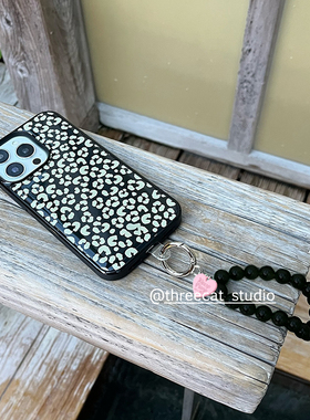 韩系ins少女心黑色串珠爱心吊坠手机挂件Airpods挂饰吊坠挂件饰物