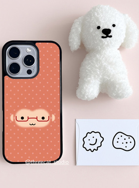 韩ins可爱软萌古早波点红色眼镜猴子欧尼手机壳适用iphone17promax/16pro苹果15/14/13/12黑边11保护套Xsmax