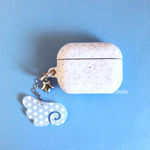 pro2保护套airpods 韩ins设计古早星星波点天使翅膀pro3进口菲林耳机壳适用于苹果1 4代airpods 4代硬亮