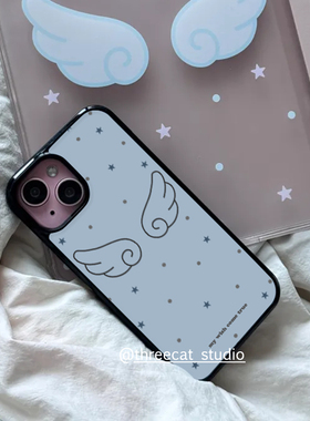 韩系ins天使翅膀波点星星欧尼博主同款手机壳适用于iphone17promax/16pro苹果15/14/13/12黑边11保护套Xsmax