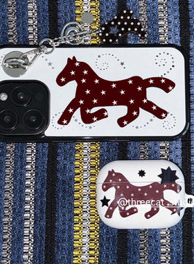 韩ins时尚复古星星小马欧尼博主同款手机壳适用于iphone17promax/16pro苹果15/14/13/12黑边11保护套Xsmax