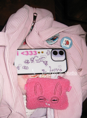 韩ins个性Y2K涂鸦天使爱心欧尼博主同款手机壳适用于iphone17promax/16pro苹果15/14/13/12黑边11保护套Xsmax