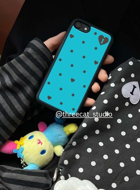 韩系小众ins欧尼千禧少女Y2K爱心波点博主同款手机壳适用于iphone17promax/16pro苹果15/14/13/12保护黑边11