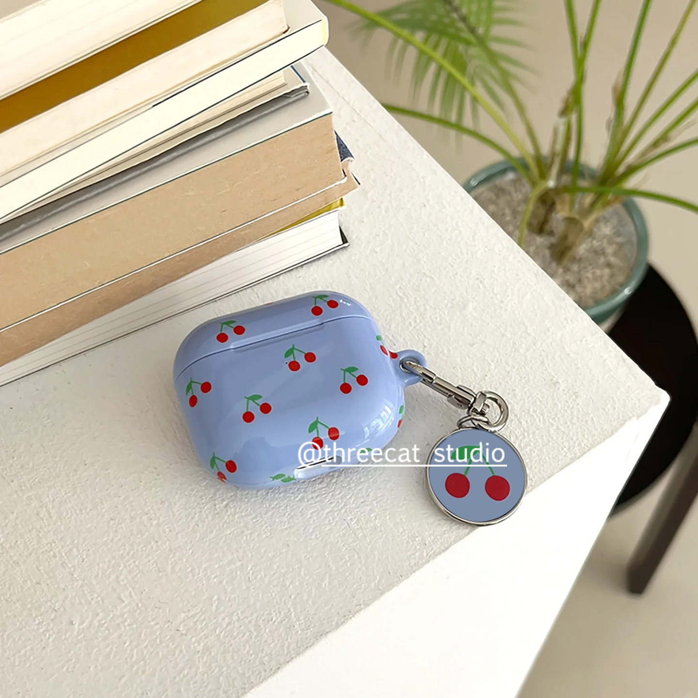 韩ins设计chic-蓝色许多樱桃pro3进口菲林耳机壳适用于苹果1/2/3/4代airpods pro2保护套airpods 4代硬亮,3C数码配件,耳机保护套,淘宝优惠券,粉丝福利购,淘宝优惠卷