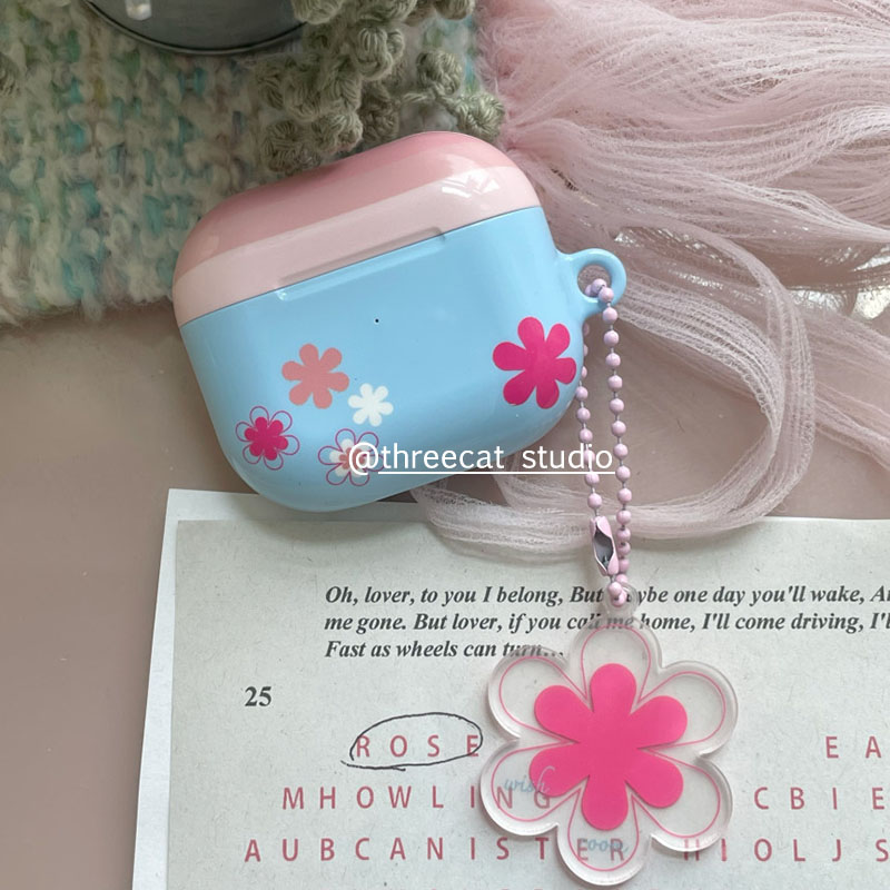 airpods4水蓝花朵pro2耳机套