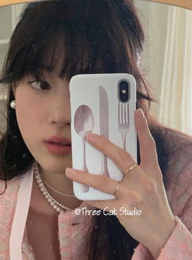 韩国网红同款ins风小众复古刀叉餐具16菲林壳适用于iphone16promax苹果15pro/14/13/12/11保护套Xsmax硬壳亮