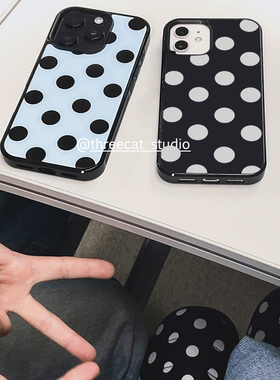 韩系ins欧尼个性时尚艺术波点博主同款手机壳适用于iphone17promax/16pro苹果15/14/13/12黑边11保护套Xsmax