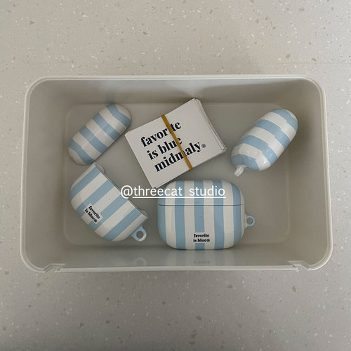 蓝色条纹airpods4菲林耳机套