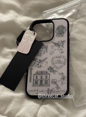 韩系ins设计复古小羊房子潮流博主同款手机壳适用于iphone17promax/16pro苹果15/14/13/12黑边11保护套Xsmax