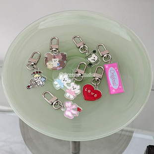 韩系ins甜美丘比特爱心小熊手机挂件Airpods耳机套钥匙扣挂件饰物