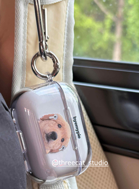 韩系ins可爱治愈萌宠乖巧狗狗Pro3高透耳机壳适用于苹果airpods4保护套1/2/3代airpods pro2硅胶保护套pro软