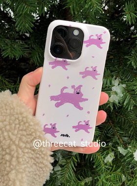韩ins紫色可爱狗狗欧尼菲林壳适用于iphone17promax苹果16pro/15/14/13/12/11全包Xsmax手机保护套XR亮面