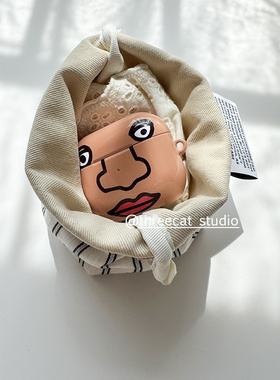 韩国ins个性设计搞怪大鼻子眼睛红唇pro3进口菲林耳机壳适用于苹果1/2/3/4代airpods pro2保护套airpods4硬亮