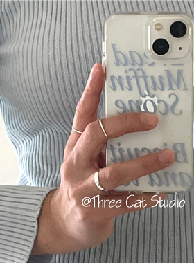 韩国ins蓝色英文字母欧尼博主同款手机壳适用于iphone17pro/16promax苹果15/14/13保护套高透软XSMAX包边12