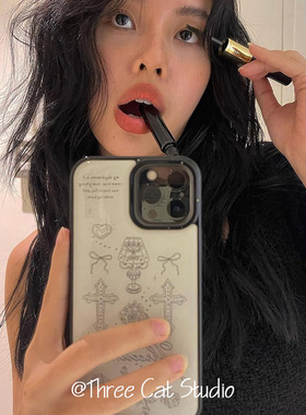 韩国小众ins复古十字台灯玫瑰甜酷博主同款适用于iphone17pro/16promax苹果13/12/11手机壳xsmax保护套14新款