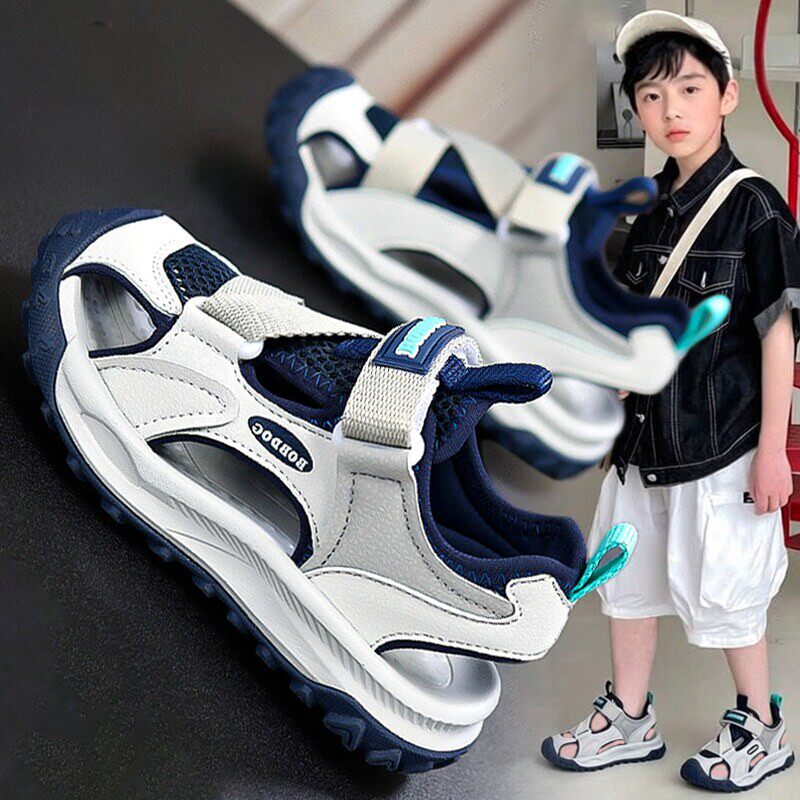 法国BADNUT男童凉鞋夏季2026新款儿童防滑镂空软底运动沙滩鞋包头