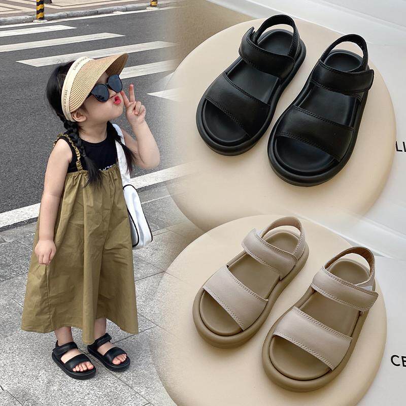 Mikiinss女童凉鞋2026夏季新款儿童韩版休闲真皮男童宝软底沙滩鞋