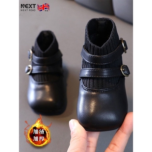 韩国Uamtor宝宝公主鞋2025秋冬款小童单鞋女童时尚软底防滑小皮鞋