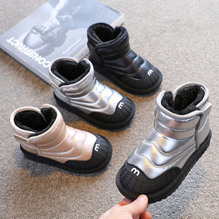 法国BADNUT冬季儿童皮面防水雪地靴2025新款男童棉靴女童防滑