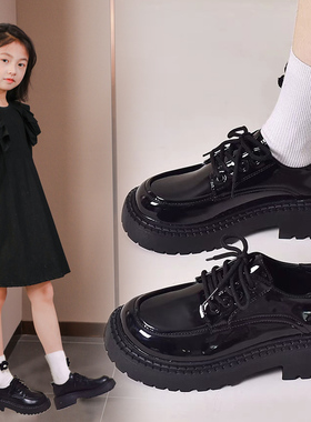 netx BOSANE女童皮鞋春秋新款公主鞋儿童英伦风黑色真皮软底单鞋