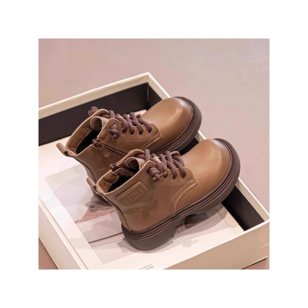 VTVK儿童真皮马丁靴2025年秋冬新款男童短靴女童加绒二棉软底皮靴