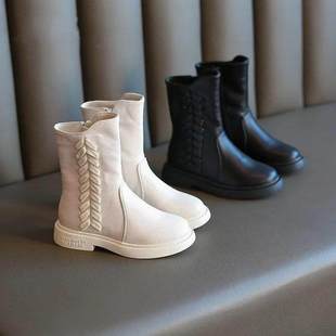 Lewis&女童靴子2025秋冬新款 英伦皮靴女孩中筒靴儿童马丁靴