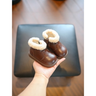 韩国Uamtor女宝宝短靴加绒保暖冬季款鞋子婴幼儿软底女童洋气靴子