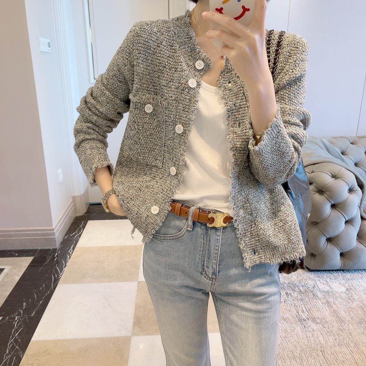 DORACTR 优雅百搭~编织定染 针织短款外套女冬季设计感小香风上衣