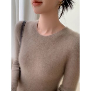 秋冬季新款圆领羊绒衫女baby小山羊绒修身显瘦毛衣紧身针织打底衫
