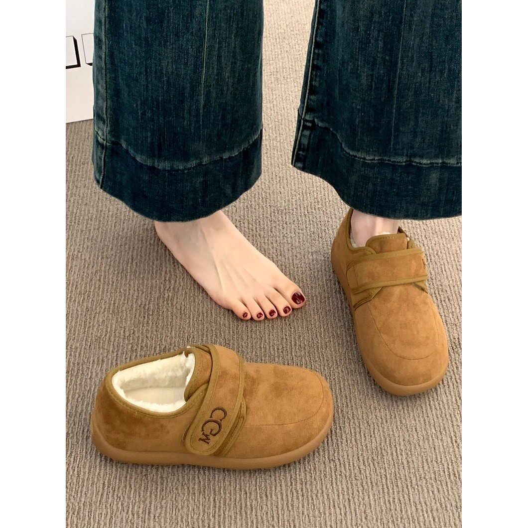 英国真皮厚底全包勃肯鞋女2025新款秋冬豆豆鞋保暖棉鞋加绒雪地靴