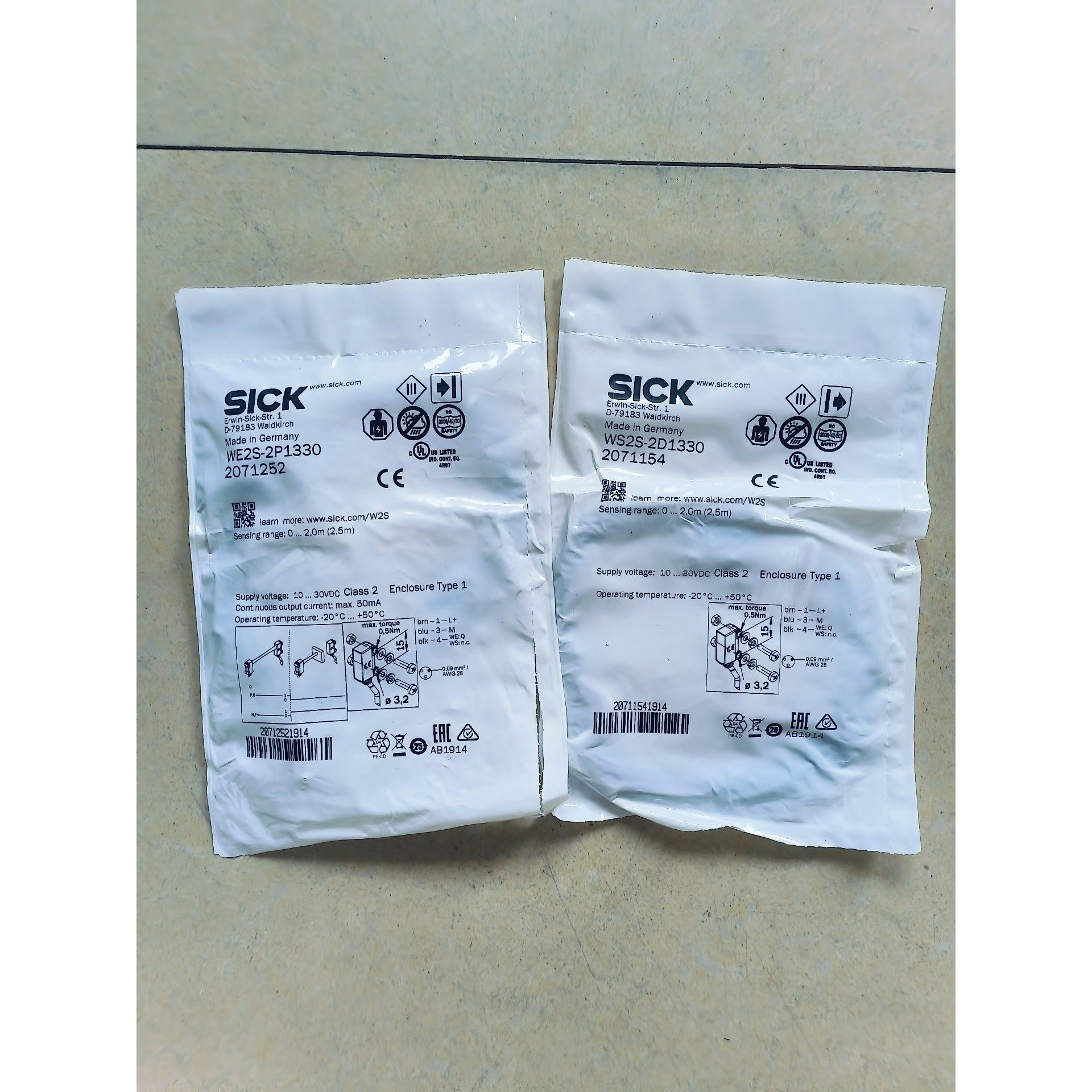 西克(SICK)对射光电开关WE2S-2P1330