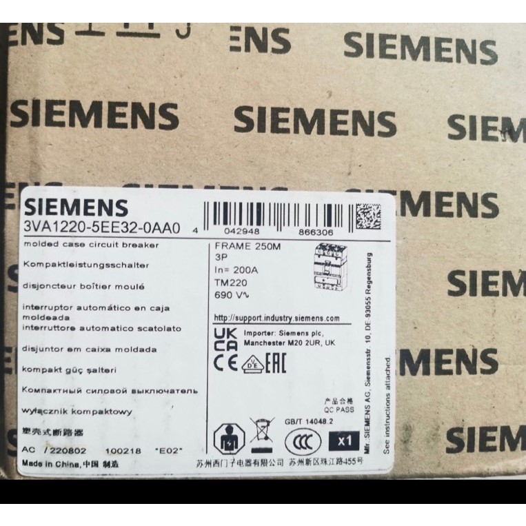 塑壳断路器 3VA1220-5EE32-0AA0 全新