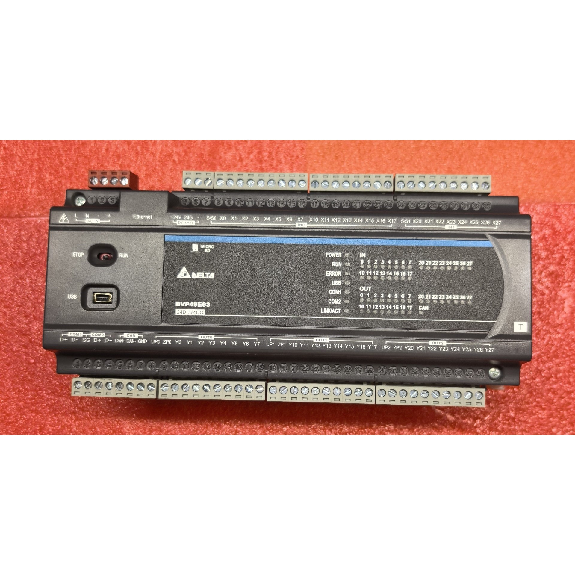 台达PLC,型号:DVP48ES300T,有2台,22年日期