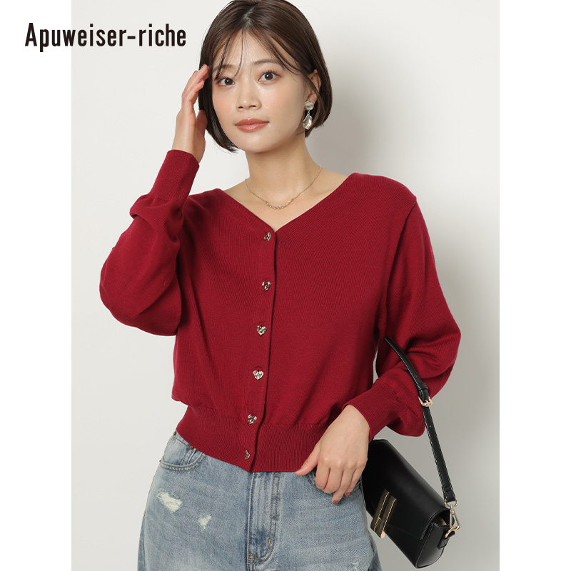 Apuweiser-riche纯色V领上衣