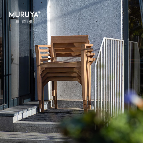 印尼原装进口柚木堆叠休闲椅