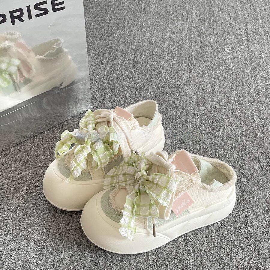 英国DHWA 2026春夏新款小白鞋一脚蹬厚底面包鞋薄款透气两穿拖鞋