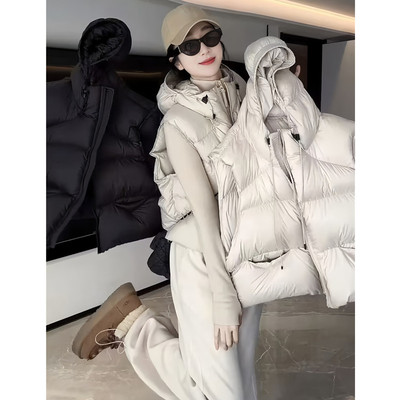 NativeRoad时尚连帽羽绒马甲女款2025秋冬季新款外穿韩版宽松背心