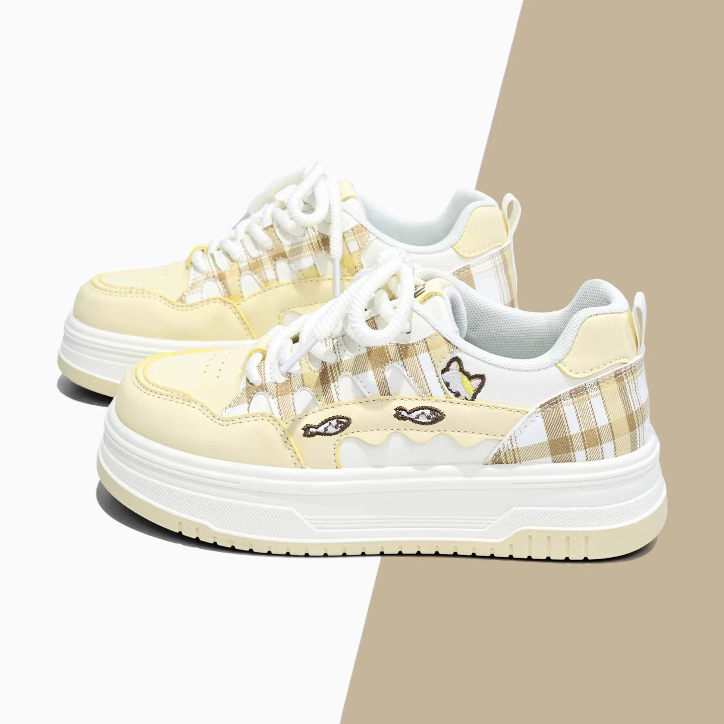 法国ZAYVIAR厚底猫咪鞋子女款春秋季2026新款百搭小白鞋爆款板鞋