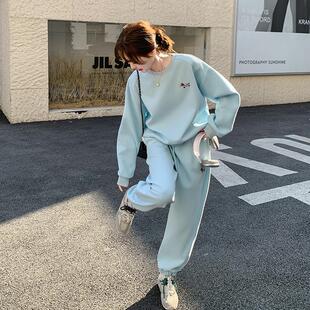 英国DGKP休闲运动风卫衣套装女2025春秋冬季韩系宽松束脚裤两件套