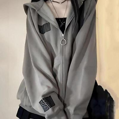 MDCW米兰风美式连帽卫衣女2025春秋季oversize宽松慵懒风开衫外套