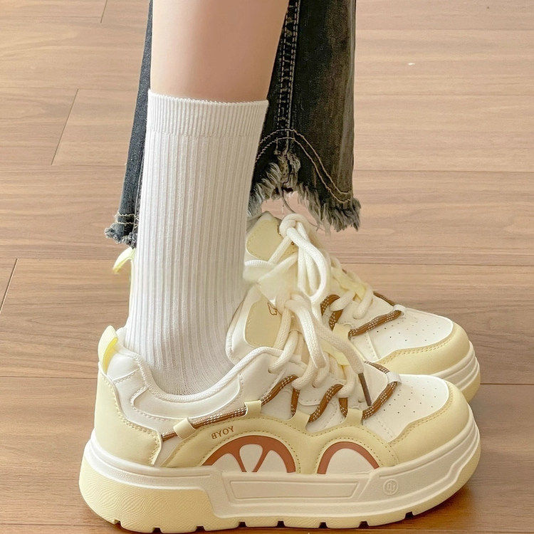 英国DHWA板鞋女款2026春秋新款韩系厚底小白鞋时尚百搭学生面包鞋